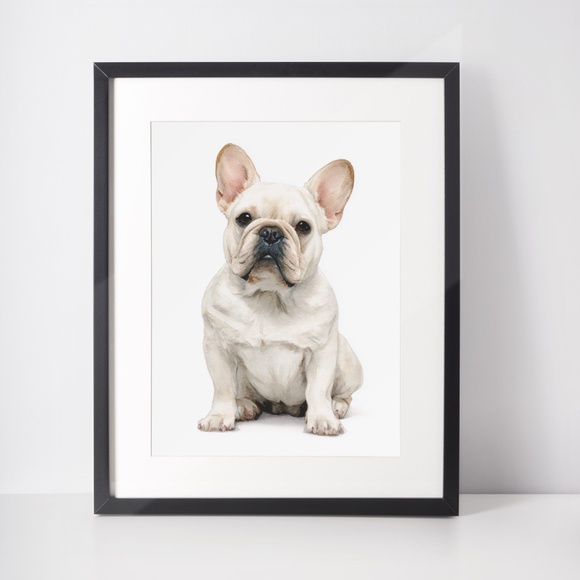 Watercolor French Bulldog Pet Portrait Wall Art Print Poster Unframed - Cute Dog - Picture 3 of 6